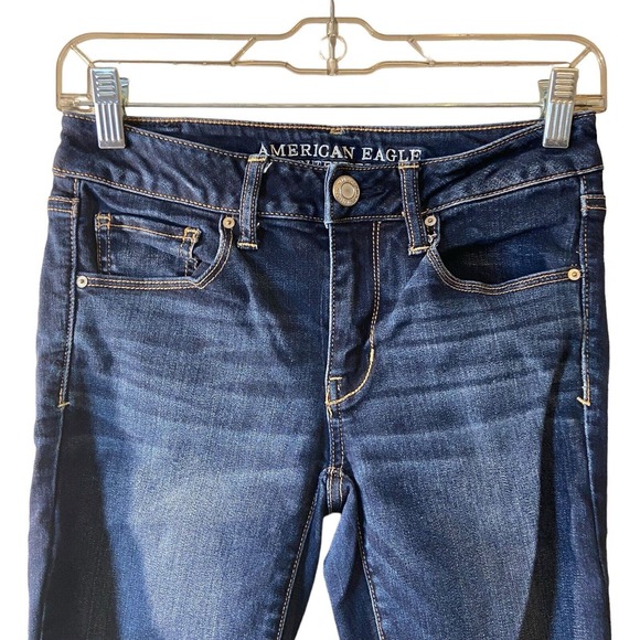 American Eagle Super Stretch Womens Skinny Jeans Size 2 Distressed Embroidered - Picture 12 of 13